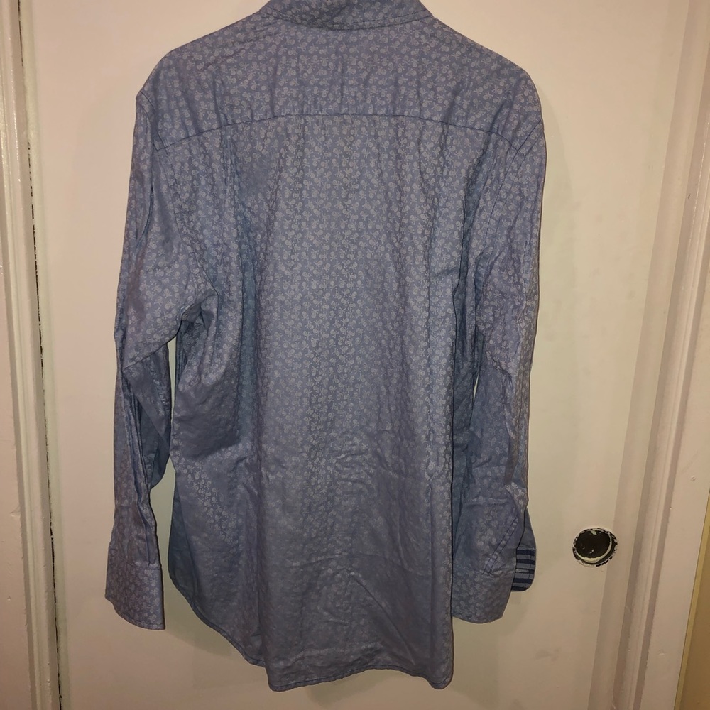 Robert Graham Shirt L Blue Skull Print Button down - Picture 2 of 8